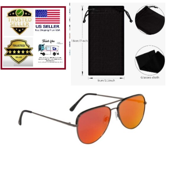 QUIKSILVER Aviator🕶Sunglasses Red Lens GunMetal Frame QS4000OP 033🆕📦⌚🏃💨⚡🚚 - Picture 2 of 16